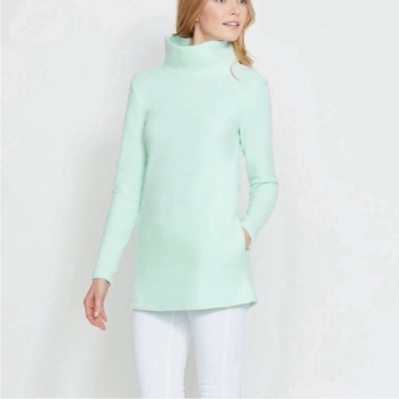Dudley Stephens Vello Fleece Cobble Hill Turtleneck in Mint Green - Picture 1 of 8